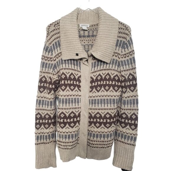 Orvis Southwestern Patterned Cardigan Snap Front Collared Sweater Mens Medium - Picture 1 of 10